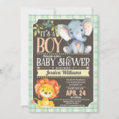Jungle Animaux Baby shower Invitation Garçon (Devant)