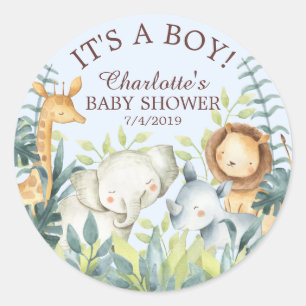 Jungle Animaux Baby shower Merci Favoriser Sticker