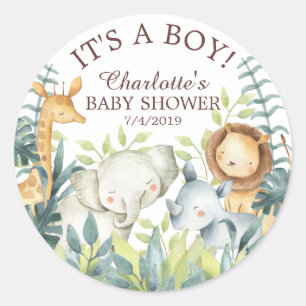 Jungle Animaux Baby shower Merci Favoriser Sticker