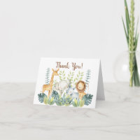Jungle Animaux Baby shower Merci Note