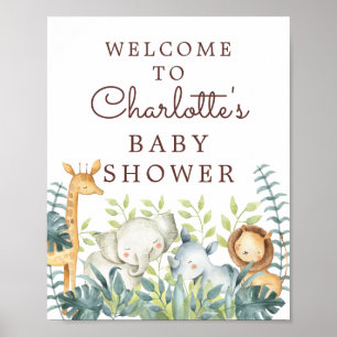 Jungle Animaux Baby shower neutre Affiche de bienv