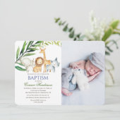 Jungle Animaux Baptême Photo Invitation (Debout devant)