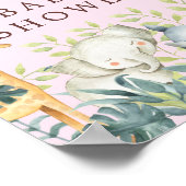 Jungle Animaux Filles Baby shower Affiche de bienv (Coin)