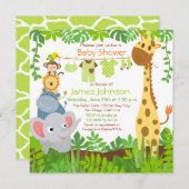 Jungle Animaux Safari Baby shower Invitation (Devant / Derrière)