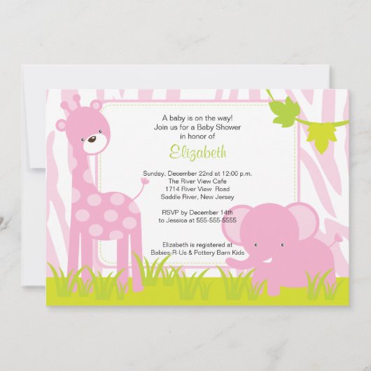 Jungle Animaux Safari Baby shower Invitation (Devant)