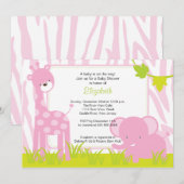 Jungle Animaux Safari Baby shower Invitation (Devant / Derrière)