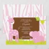 Jungle Animaux Safari Baby shower Invitation (Devant / Derrière)
