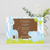 Jungle Animaux Safari Boy Baby shower Invitation (Debout devant)