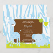 Jungle Animaux Safari Boy Baby shower Invitation (Devant / Derrière)