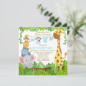 Jungle Animaux Safari Boy Baby shower Invitation (Debout devant)