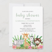 Jungle Animaux Safari Green Baby shower Invitation (Devant)