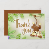 Jungle Animaux Singe Bébé Garçon Douche Merci (Devant / Derrière)