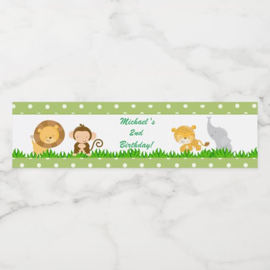 Jungle Anniversaire Bouteille Étiquette Garçon Ver (Étiquettes simples)