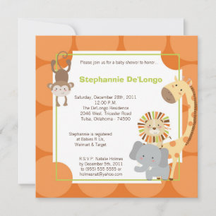 Jungle Aventure Zoo Animal Baby shower Invitation