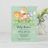 Jungle Baby Animaux Neutres Baby shower Invitation (Debout devant)