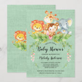 Jungle Baby Animaux Neutres Baby shower Invitation (Devant / Derrière)
