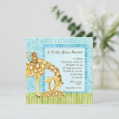 Jungle Baby Giraffe Baby Twins Douche Invitation (Debout devant)