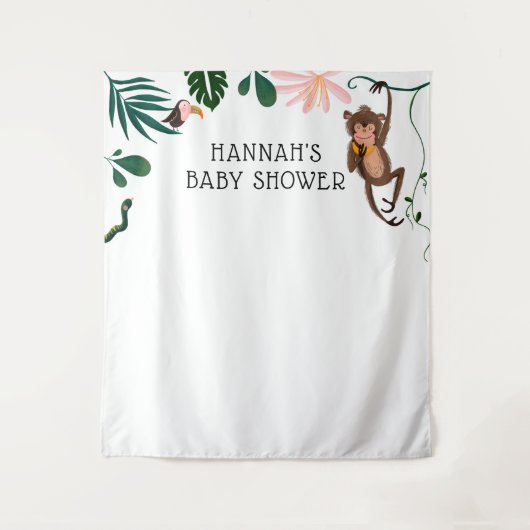 Jungle Baby Shower Achtergrond Wandkleed (Voorkant)