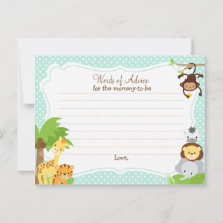 Jungle Baby shower Carte conseil pour la maman d'ê