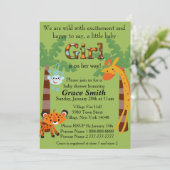 Jungle Baby shower Invitation "fille" (Debout devant)