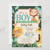 Jungle Baby shower Invitation garçon (Devant)