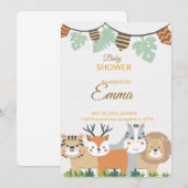 Jungle Baby Shower Invitation – Safari Animal Them (Devant / Derrière)