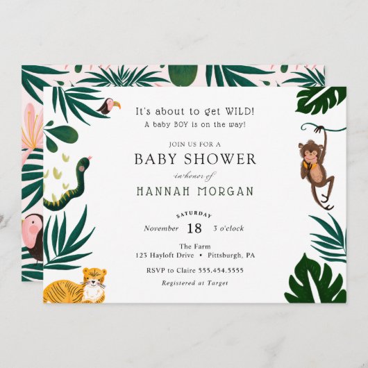 Jungle Baby Shower Kaart (Voorkant / Achterkant)