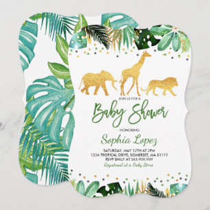 Jungle baby shower uitnodiging Tropische baby show