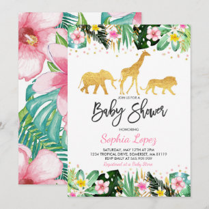 Jungle baby shower uitnodiging Tropische baby show