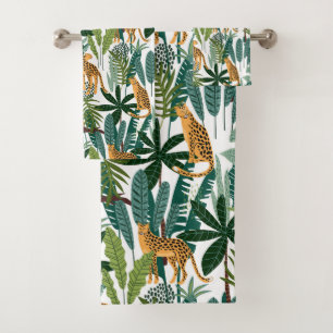 Jungle cat et motif feuille