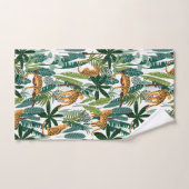 Jungle cat et motif feuille (Serviette à main)