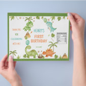 Jungle Cute Dinosaur 1st Birthday Chip Bag Wrapper Flyer (Hand)