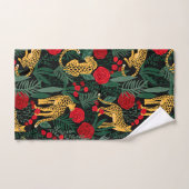 Jungle de léopard foncé avec Roses (Serviette à main)