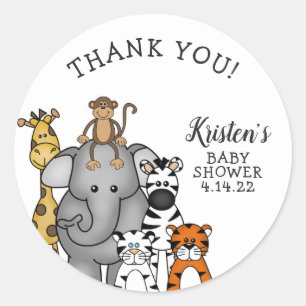 Jungle Dieren Baby Shower bedank sticker