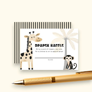 Jungle Dieren Baby Shower Luier Raffel Ticket Informatiekaartje