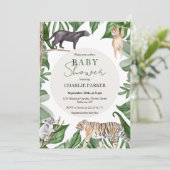 Jungle Dieren Baby Shower Uitnodiging (Staand voorkant)