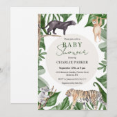 Jungle Dieren Baby Shower Uitnodiging (Voorkant / Achterkant)