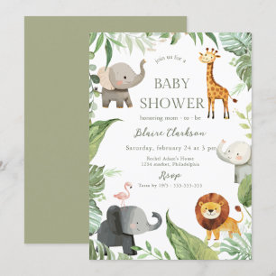 Jungle Dieren Baby Shower Uitnodiging