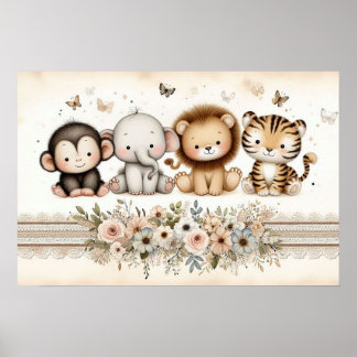 Jungle Dieren Nursery 2 Poster