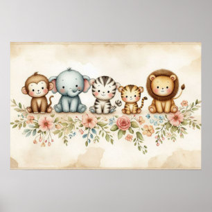 Jungle Dieren Nursery  Poster