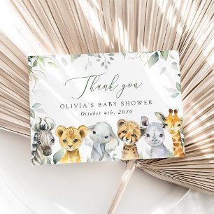 Jungle Dieren, Safari, Wilde, Baby Shower Bedankkaart
