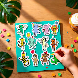 Jungle Dieren Verjaardags Stickerblad Sticker