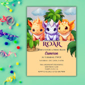 Jungle Dinosaur Dino Bash 2nd birthday Party Kaart