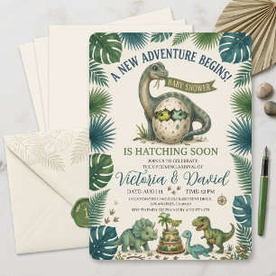 Jungle Dinosaur Komen Eraan Baby Shower Uitnodigin Kaart