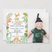 Jungle Dinosaures 1er Invitation anniversaire (Devant)