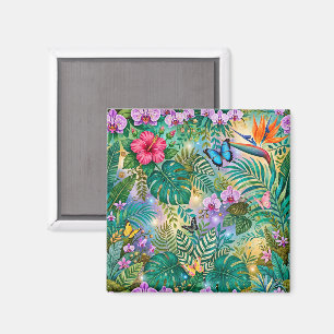 Jungle Fantasie Vlinders Bloemen Opgewekt Magneet