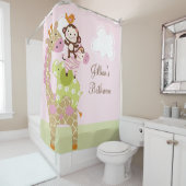 Jungle Fille Animaux Enfants Douche Rideau (En situation)