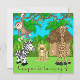 Jungle Fun Verjaardagsuitnodiging Kaart
