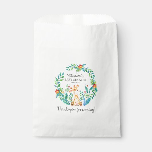 Jungle Giraffe Baby shower Favoriser les sacs (Devant)