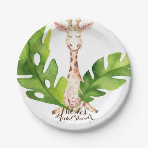 Jungle Giraffe Watercolor Baby Shower Feest Papieren Bordje